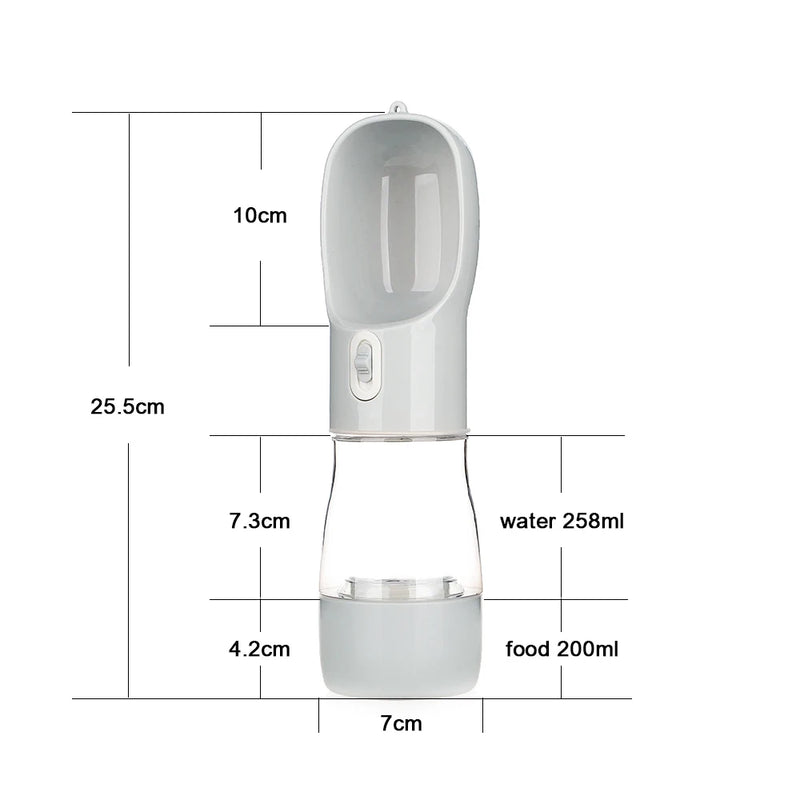 Garrafa portátil para cães com armazenamento de comida e água - 350ml e 380ml